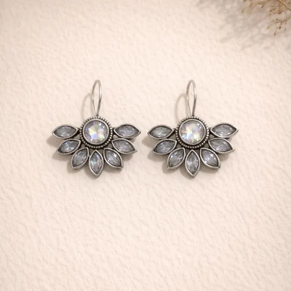 White_Moonlight_Petal_Oxidised_Silver_Iridescent_Floral_Drop_Earrings_Brass_Drops_And_Danglers