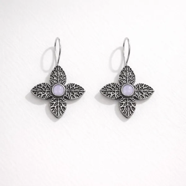 Grey_Amethyst_Blossom_Oxidised_Silver_Leaf_Drop_Earrings_Brass_Drops_And_Danglers