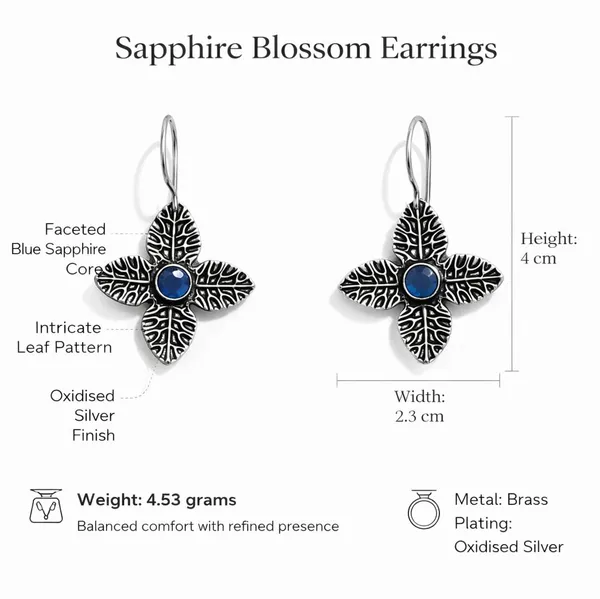 Blue_Brass_Floral_Stone_Drop_Earrings_For_Women