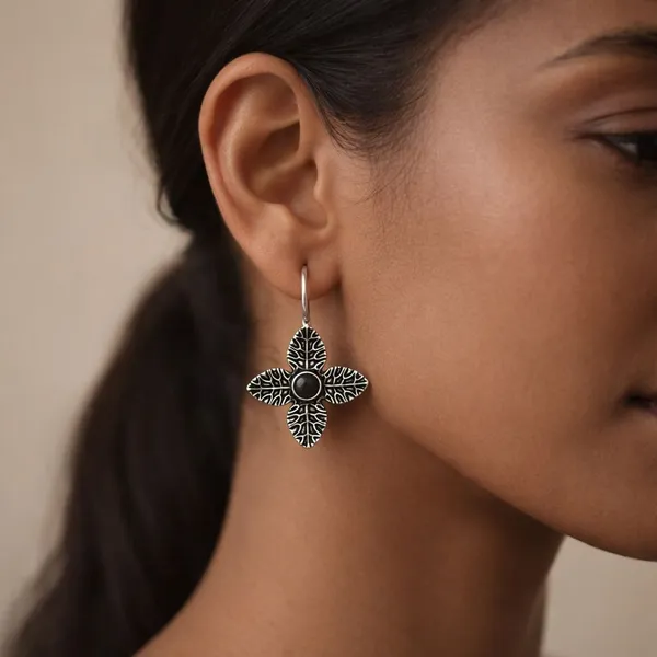 Black_Onyx_Blossom_Oxidised_Silver_Floral_Drop_Earrings_Brass_Drops_And_Danglers