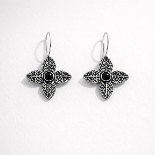 Black_Onyx_Blossom_Oxidised_Silver_Floral_Drop_Earrings_Brass_Drops_And_Danglers