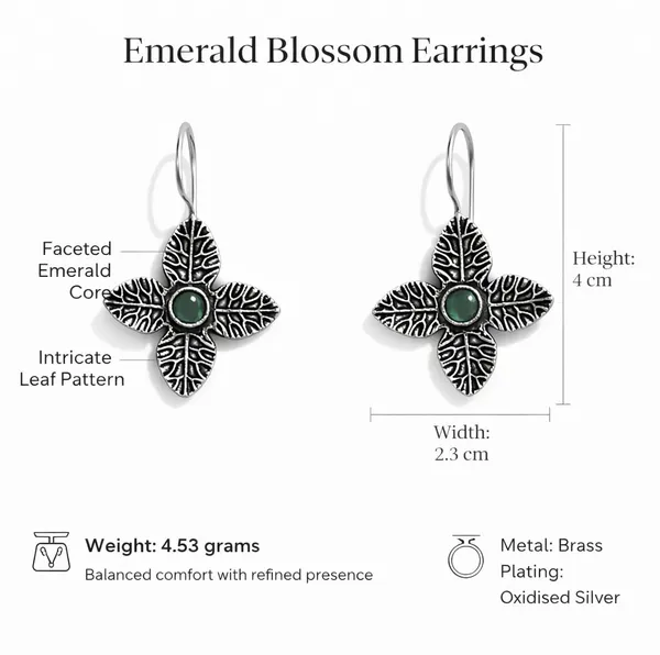 Green_Emerald_Blossom_Oxidised_Floral_Drop_Earrings_Brass_Drops_And_Danglers