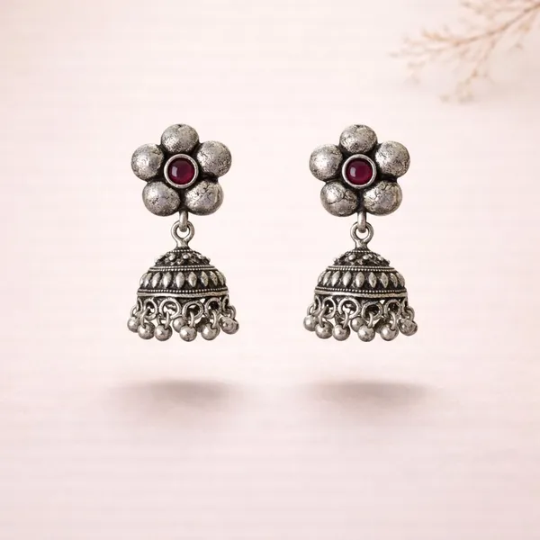 Red_Brass_Oxidised_Floral_Jhumka_Earrings_For_Women