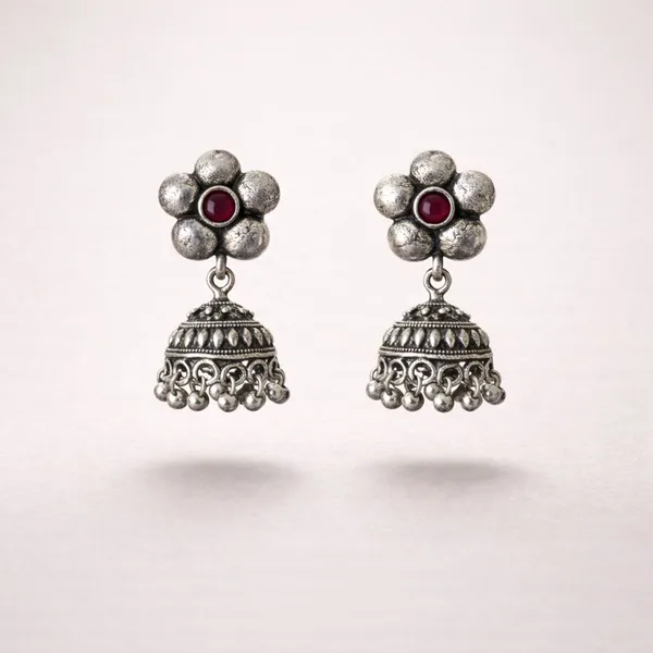 Red_Brass_Oxidised_Floral_Jhumka_Earrings_For_Women