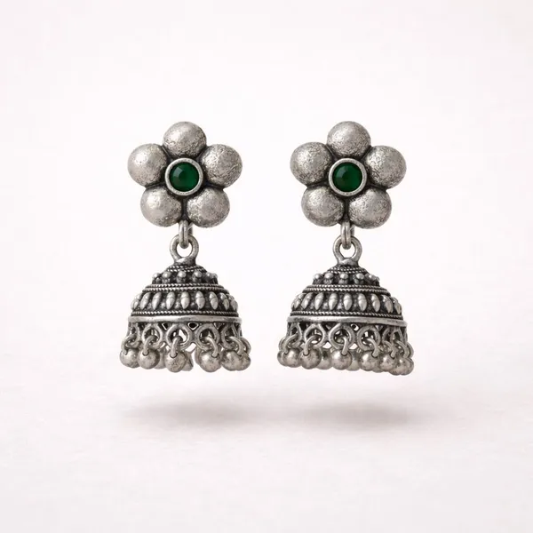 Green_Stone_Brass_Oxidised_Floral_Jhumka_Earrings_For_Women