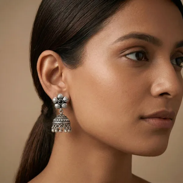 Black_Brass_Oxidised_Floral_Jhumka_Earrings_For_Women