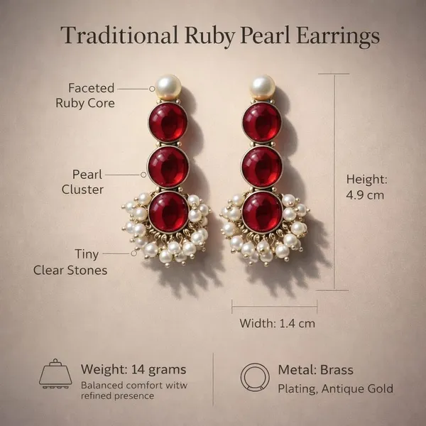Red_And_White_Traditional_Ruby_Pearl_Cluster_Drop_Earrings_Brass_Drops_And_Danglers_Plug_Earring