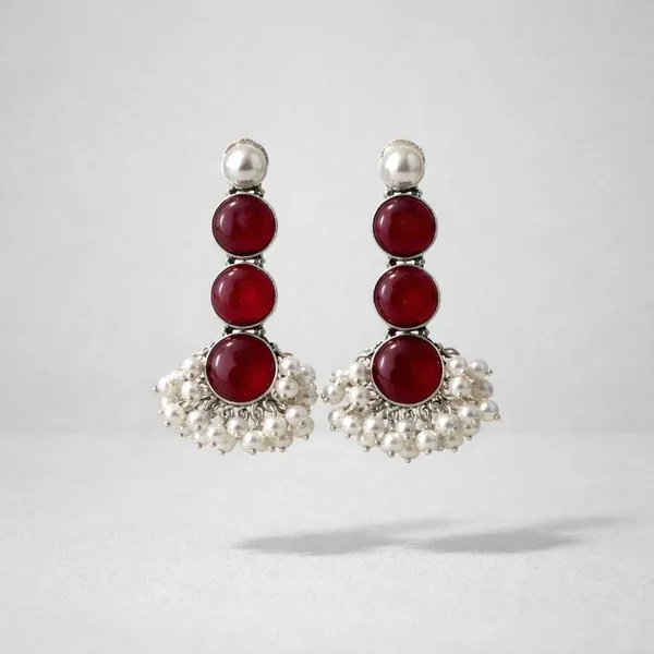 Red_And_White_Traditional_Ruby_Pearl_Cluster_Drop_Earrings_Brass_Drops_And_Danglers_Plug_Earring