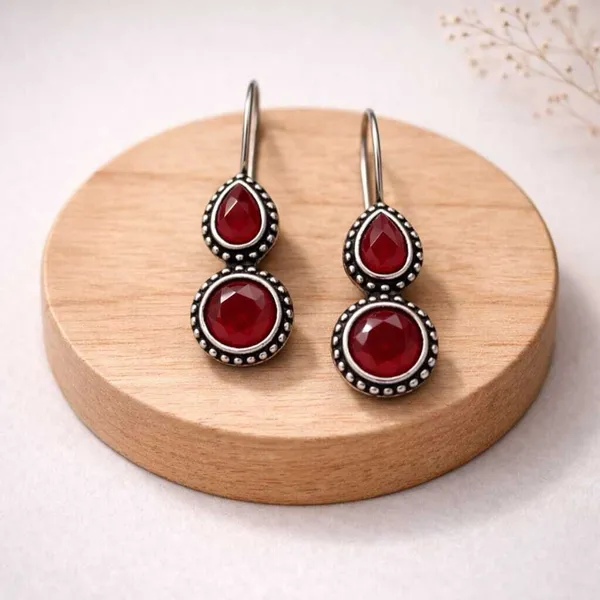 Red_Chalcedony_Brass_Oxidised_Teardrop_Dangler_Earrings_For_Women