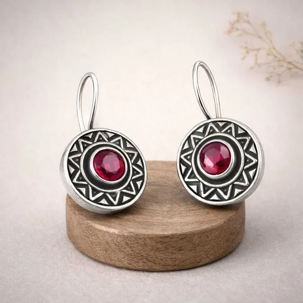 Red_Ruby_Brass_Oxidised_Geometric_Drop_Earrings_For_Women