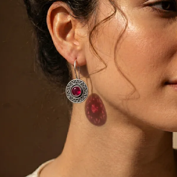 Red_Ruby_Brass_Oxidised_Geometric_Drop_Earrings_For_Women