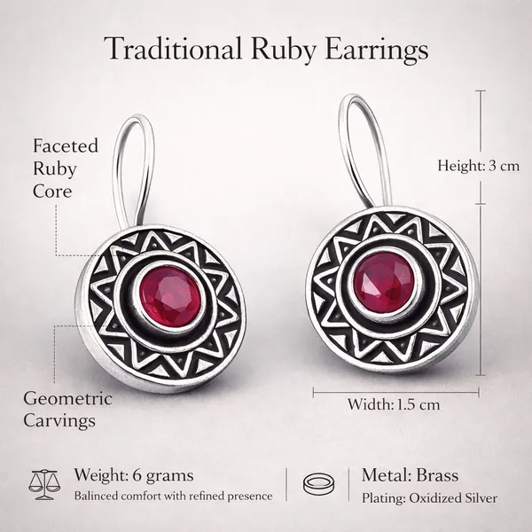 Red_Ruby_Brass_Oxidised_Geometric_Drop_Earrings_For_Women