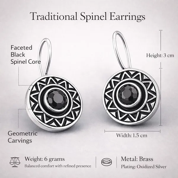 Black_Spinel_Oxidised_Silver_Geometric_Drop_Earrings_For_Women