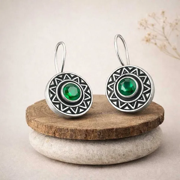 Green_Emerald_Brass_Oxidised_Geometric_Drop_Earrings_For_Women