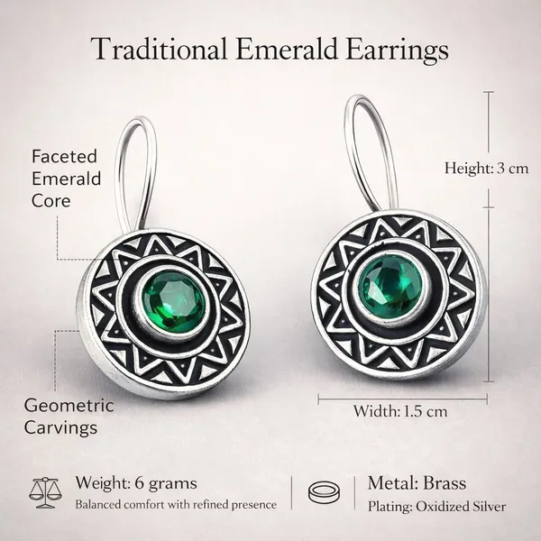 Green_Emerald_Brass_Oxidised_Geometric_Drop_Earrings_For_Women