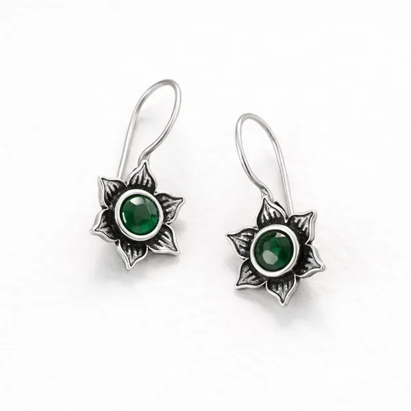 Green_Brass_Oxidised_Floral_Star_Stone_Drop_Earrings_For_Women