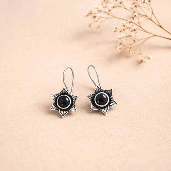 Black_Brass_Oxidised_Floral_Star_Stone_Drop_Earrings_For_Women_(Set_Of_6)