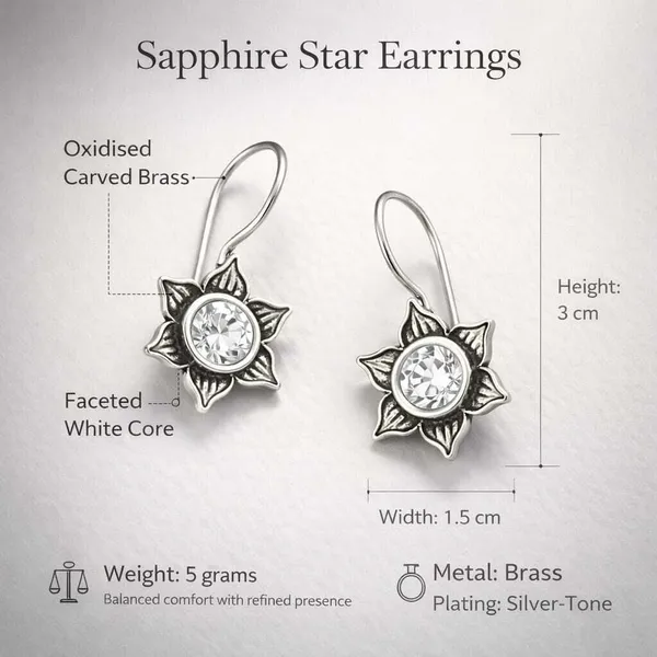 White_Stone_Brass_Oxidised_Floral_Star_Drop_Earrings_For_Women