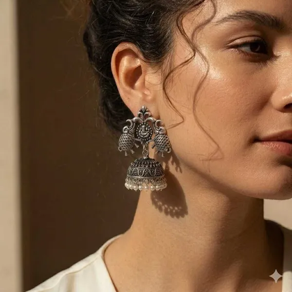 Silver_Brass_Matte_Ganesha_Classic_Jhumka_Earrings_For_Women