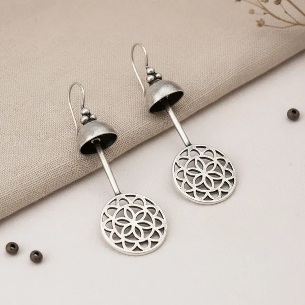 Silver_Brass_Oxidised_Floral_Medallion_Long_Drop_Earrings_For_Women