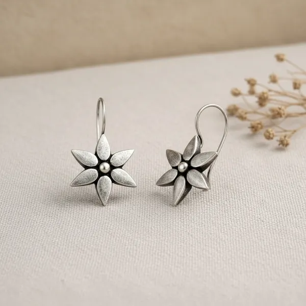 Silver_Brass_Oxidised_Star_Floral_Drop_Earrings_For_Women