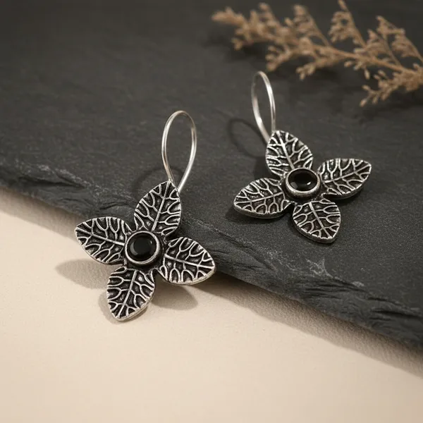 Black_Onyx_Blossom_Oxidised_Silver_Floral_Drop_Earrings_Brass_Drops_And_Danglers