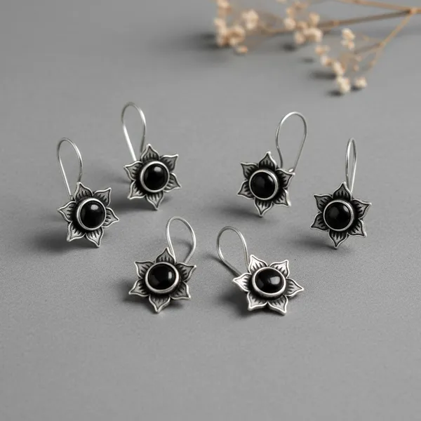 Black_Brass_Oxidised_Floral_Star_Stone_Drop_Earrings_For_Women_(Set_Of_6)