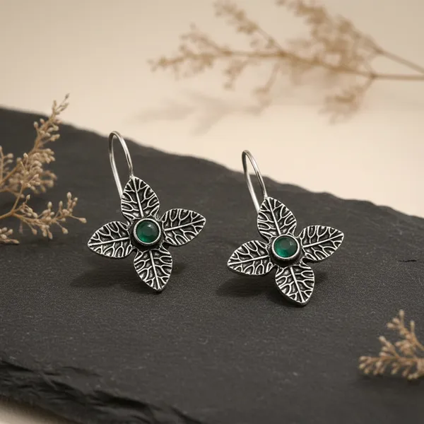 Green_Emerald_Blossom_Oxidised_Floral_Drop_Earrings_Brass_Drops_And_Danglers