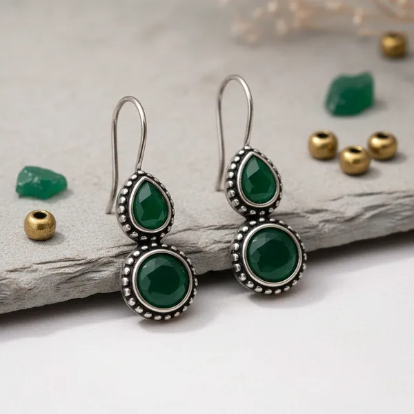 Green_Brass_Oxidised_Teardrop_Stone_Dangle_Earrings_For_Women