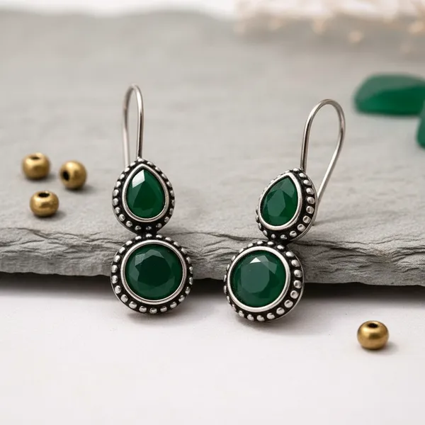 Green_Brass_Oxidised_Teardrop_Stone_Dangle_Earrings_For_Women