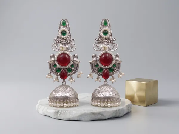 Oxidised_Stone_Jhumka_Earrings_for_Women_Pearl_Traditional
