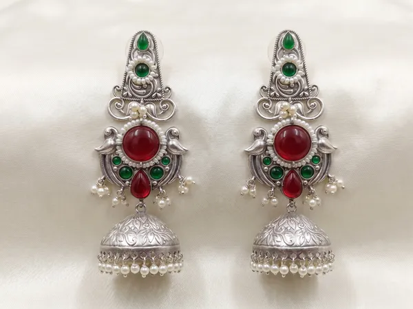 Oxidised_Stone_Jhumka_Earrings_for_Women_Pearl_Traditional
