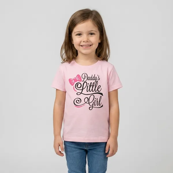 Daddy'S_Little_Girl_Printed_Pink_T-Shirt_For_Kids