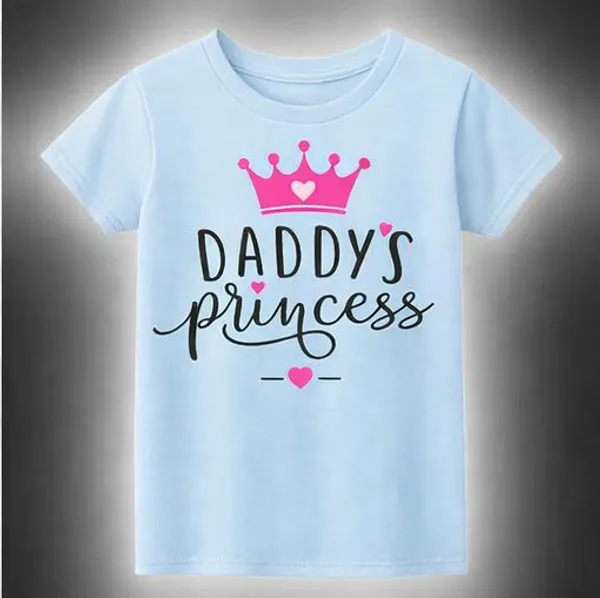 Daddy'S_Princess_Graphic_Print_Baby_Blue_T-Shirt_For_Girls