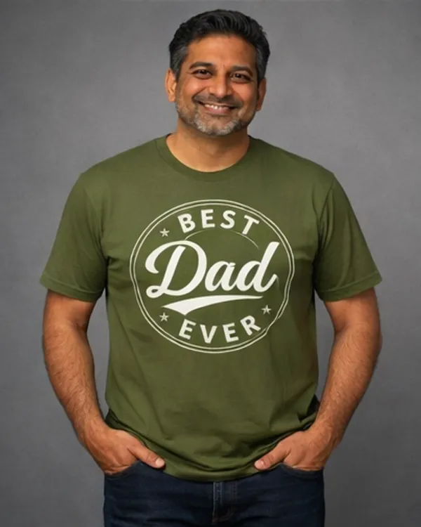Best_Dad_Ever_Print_on_Olive_Green_Mens_T-Shirt