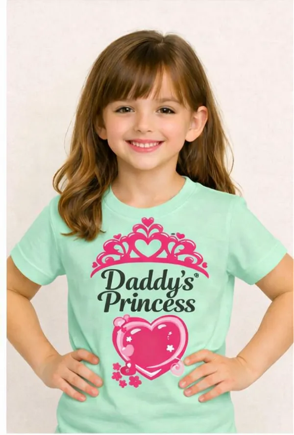 Daddy'S_Princess_Mint_Green_T-Shirt_For_Girls_With_Pink_Crown_Design