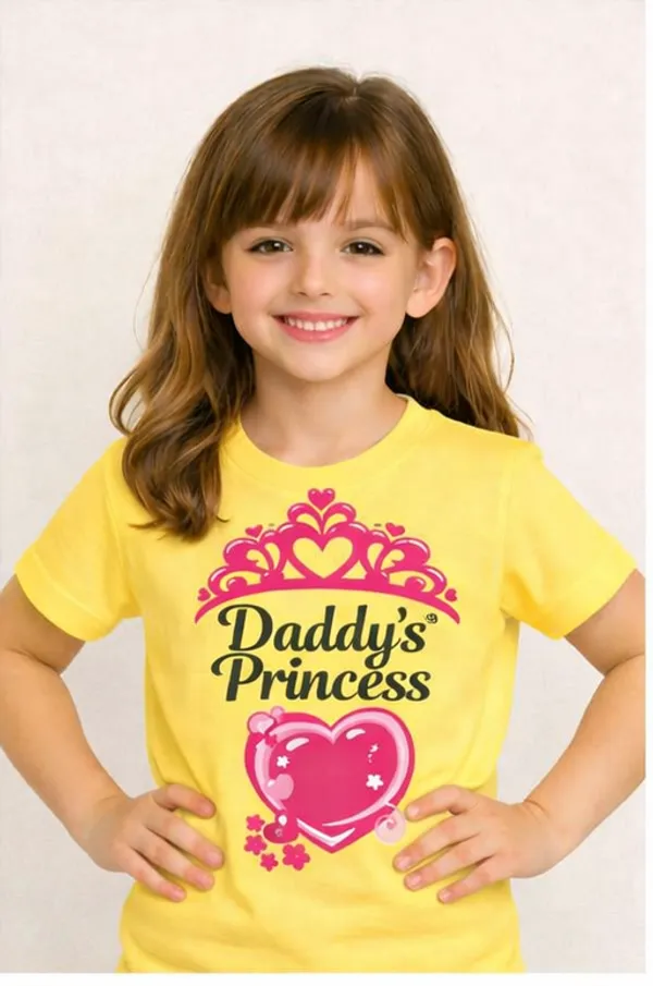 Daddy'S_Princess__T-Shirt_For_Girls_With_Pink_Crown_Design