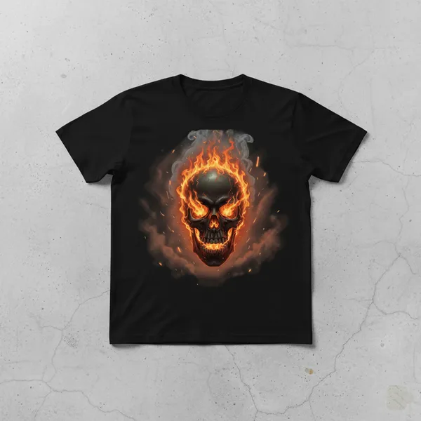Flaming_Skull_Black_T-Shirt