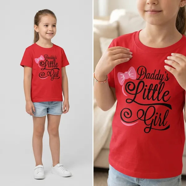 Daddy'S_Little_Girl_Printed_Red_T-Shirt_For_Kids