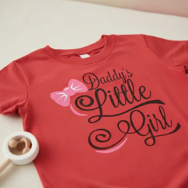 Daddy'S_Little_Girl_Printed_Red_T-Shirt_For_Kids