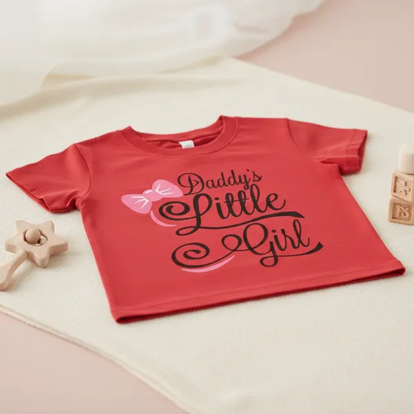 Daddy'S_Little_Girl_Printed_Red_T-Shirt_For_Kids