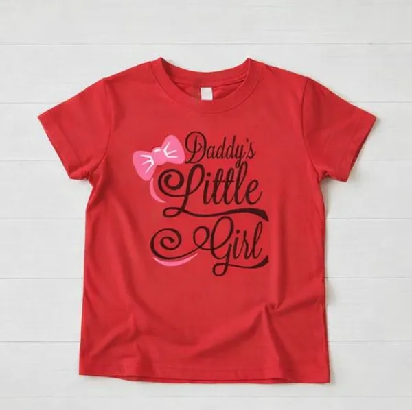 Daddy'S_Little_Girl_Printed_Red_T-Shirt_For_Kids