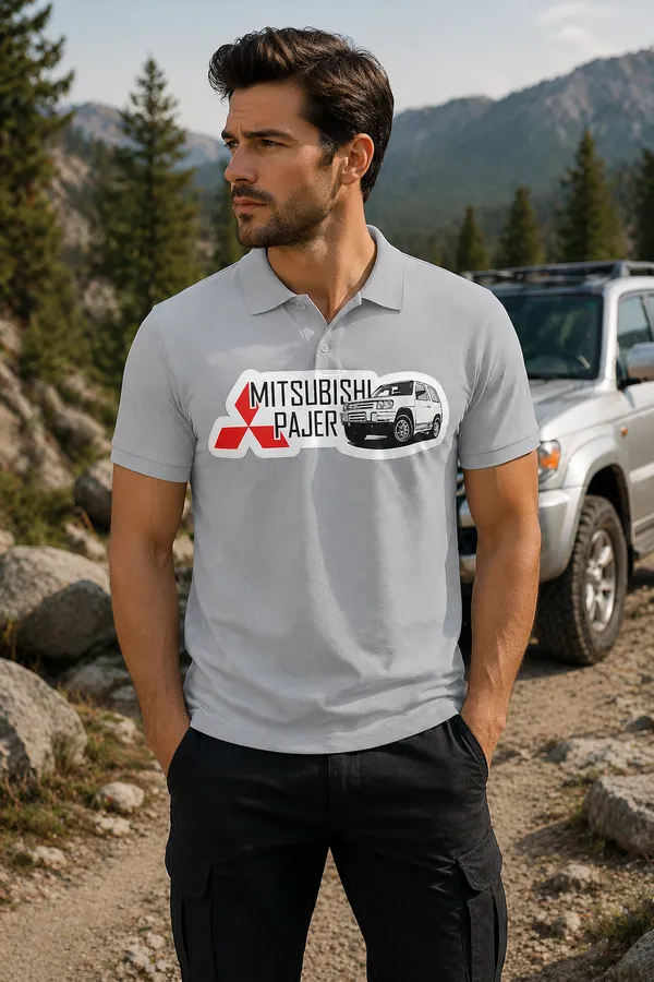 Mitsubishi_Pajero_Graphic_Print_Grey_Polo_T-Shirt