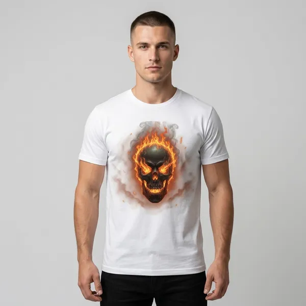 Flaming_Skull_Graphic_T-Shirt_-_White_Cotton_Tee_With_Fire_Design