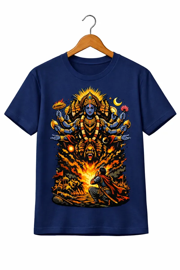 Krishans_Virat_Roop_on_Navy_Blue_T_Shirt