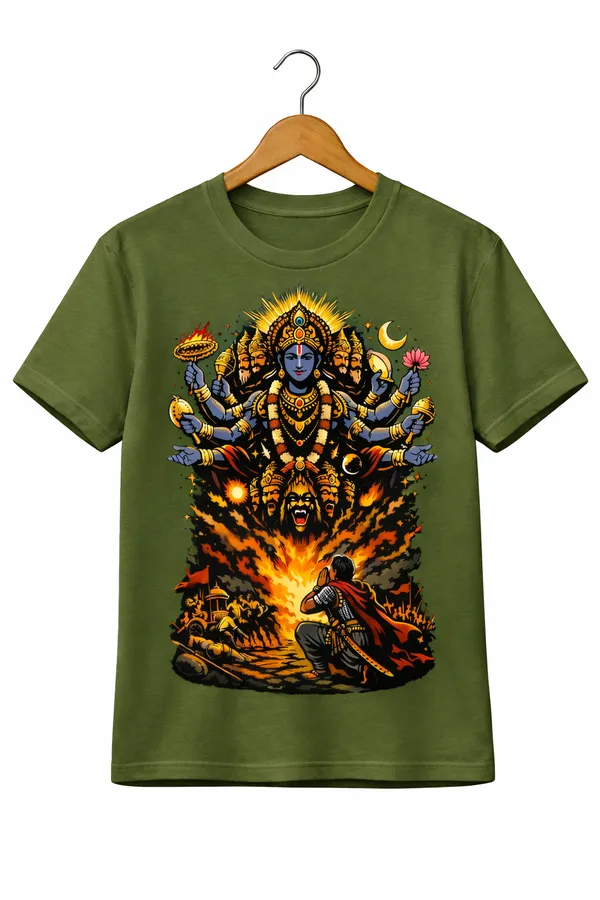 Krishans_Virat_Roop_on_Olive_T_Shirt