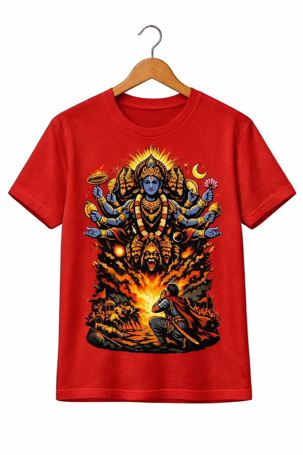 Krishans_Virat_Roop_on_Red_T_Shirt