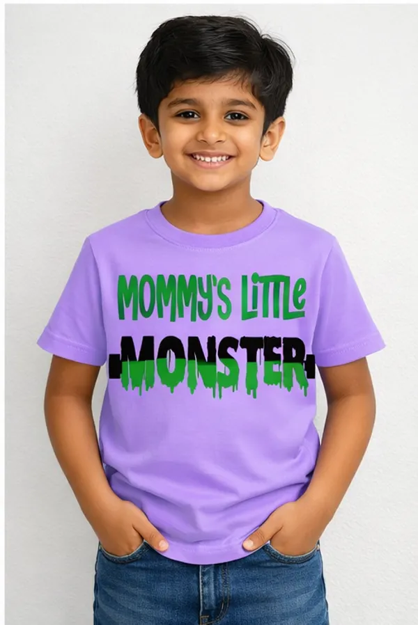 Mommy's_Little_Monster_Print_on_Lilac_/_Lavender_Kids_T-Shirt