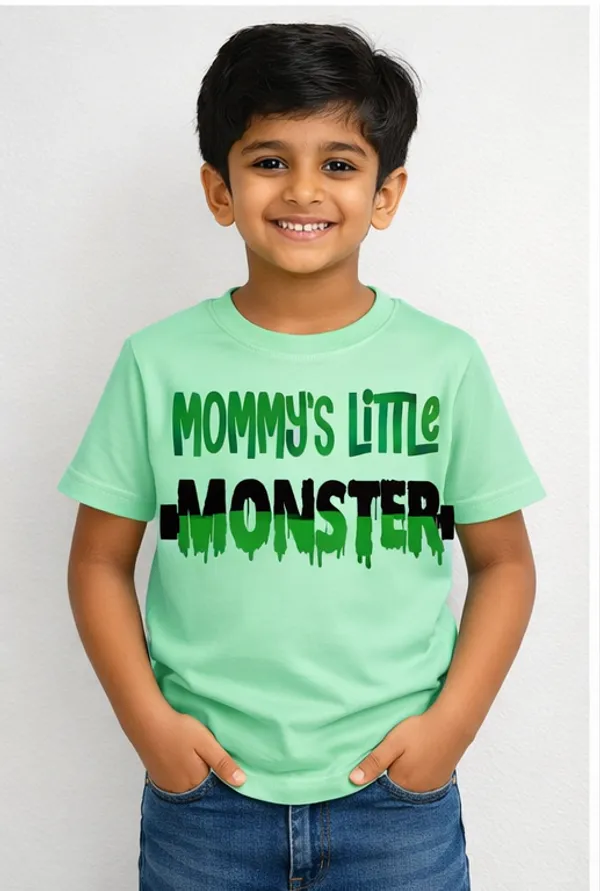 Mommy's_Little_Monster_Print_on_Mint_Green_Kids_T-Shirt