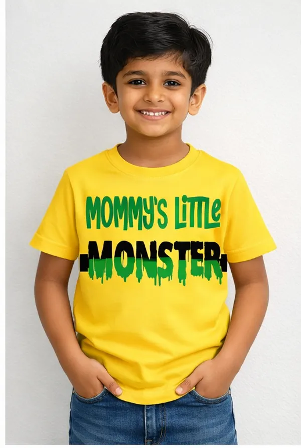 Mommy's_Little_Monster_Print_on_Yellow_Kids_T-Shirt